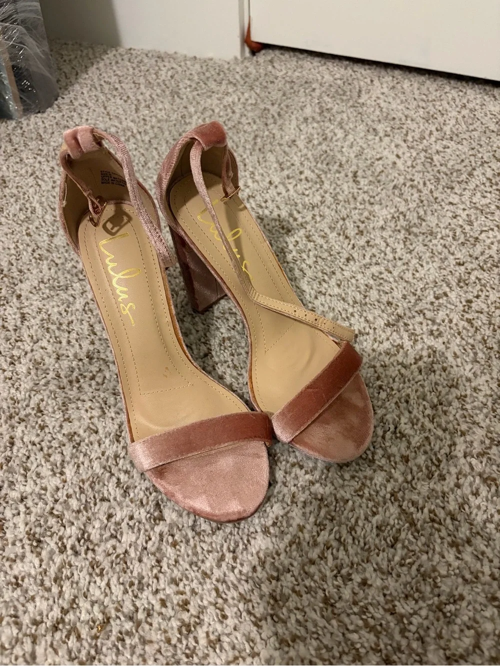 Lulu’s Mauve Velvet Ankle-Strap Heels